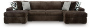 Midnight-Madness Double Chaise Sectional - Chocolate